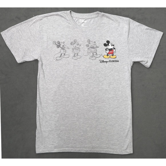 Disney Other - Disney Mickey Mouse Evolution Graphic T-Shirt Mens Medium Gray Good Sketch Fl.